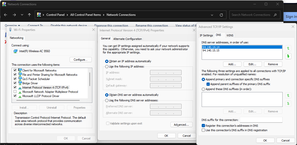 Configuração de DNS IPv4